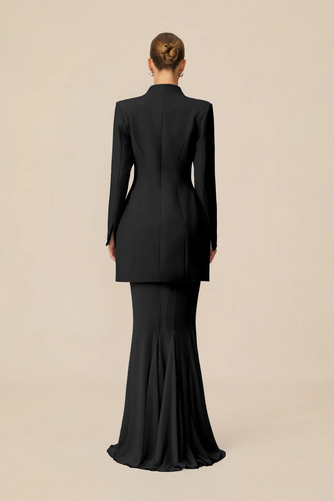 Asymmetric Tailored Blazer & Sheer Mesh Skirt Set