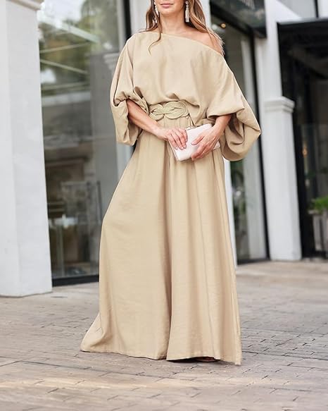 Women 2 Piece Outfits Off Shoulder Top  Wide Leg Pants Set