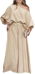 Women 2 Piece Outfits Off Shoulder Top  Wide Leg Pants Set