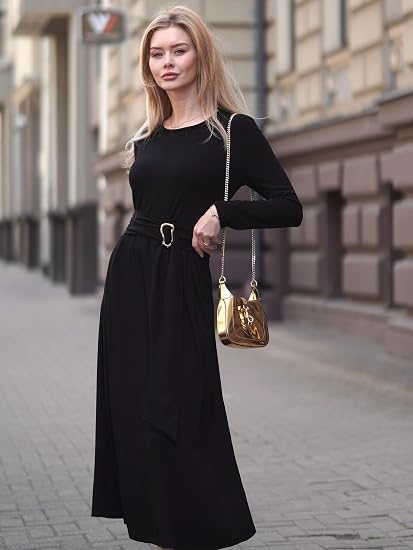 Womens Long Sleeve Fall Maxi Casual Dresses