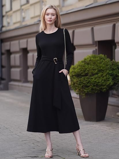 Womens Long Sleeve Fall Maxi Casual Dresses