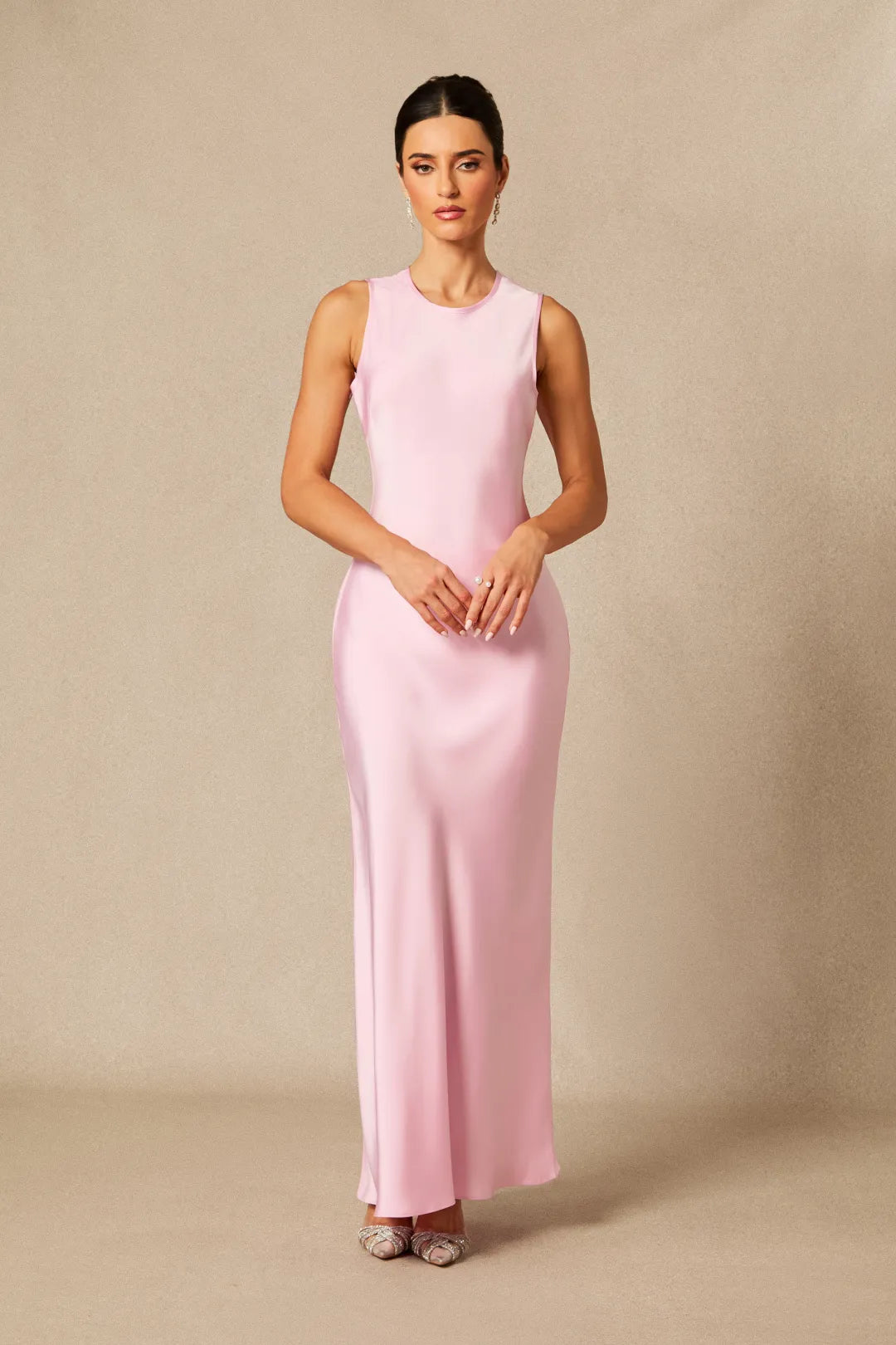 Crew Neck Sleeveless Maxi Dress with Cape