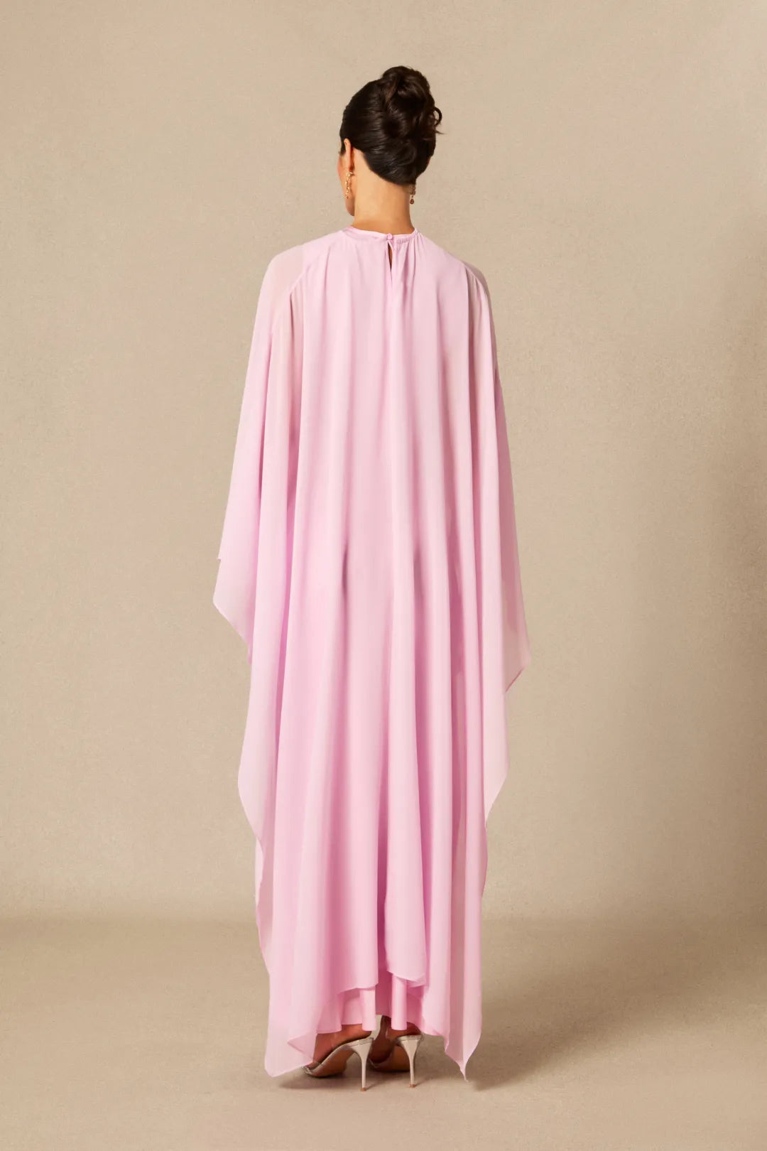 Crew Neck Sleeveless Maxi Dress with Cape