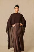 Crew Neck Sleeveless Maxi Dress with Cape