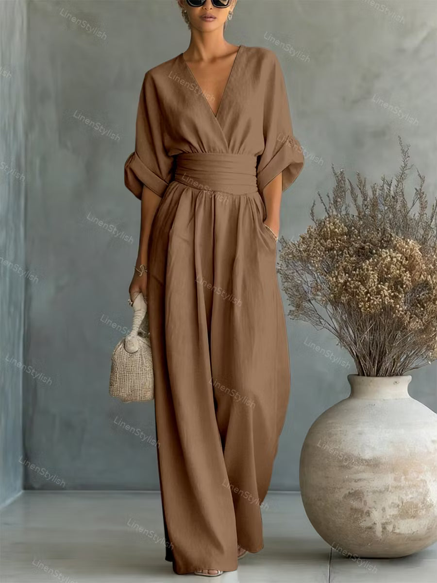 V-neck Waist Jumpsuit