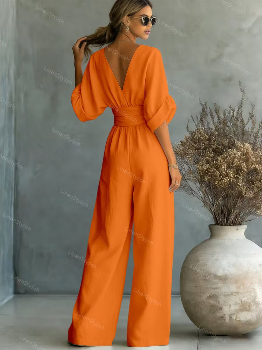 V-neck Waist Jumpsuit