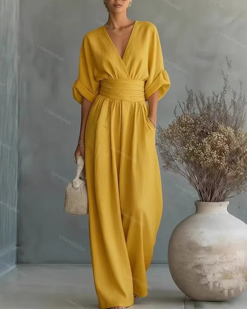 V-neck Waist Jumpsuit