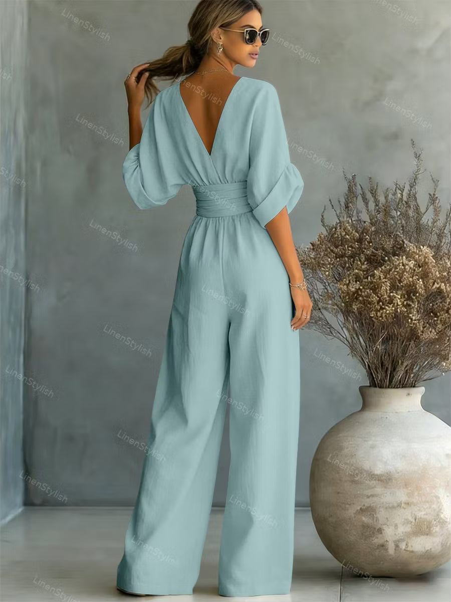 V-neck Waist Jumpsuit