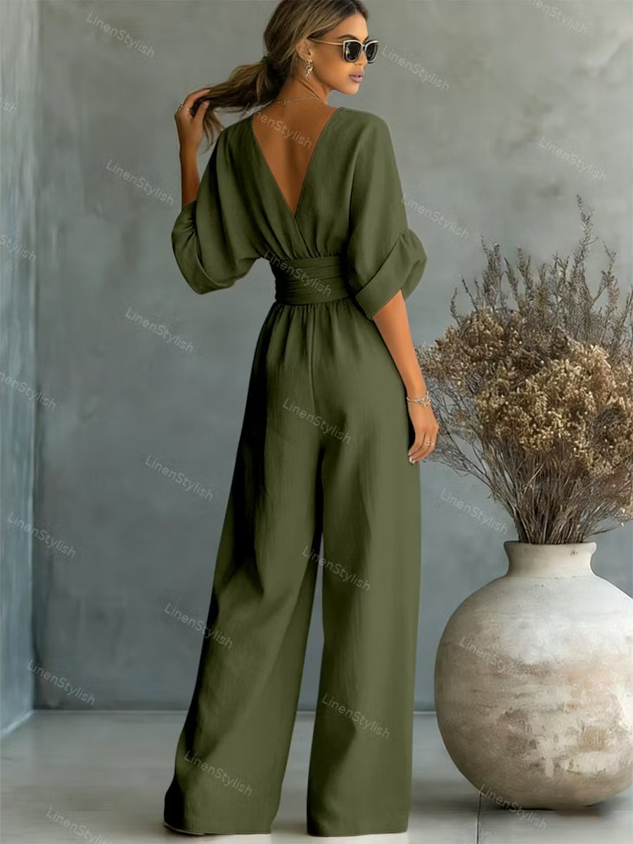 V-neck Waist Jumpsuit