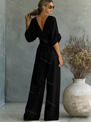 V-neck Waist Jumpsuit