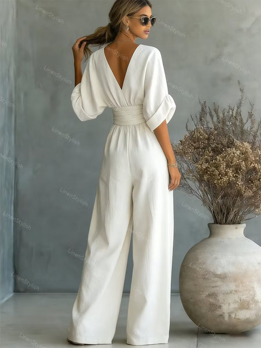 V-neck Waist Jumpsuit