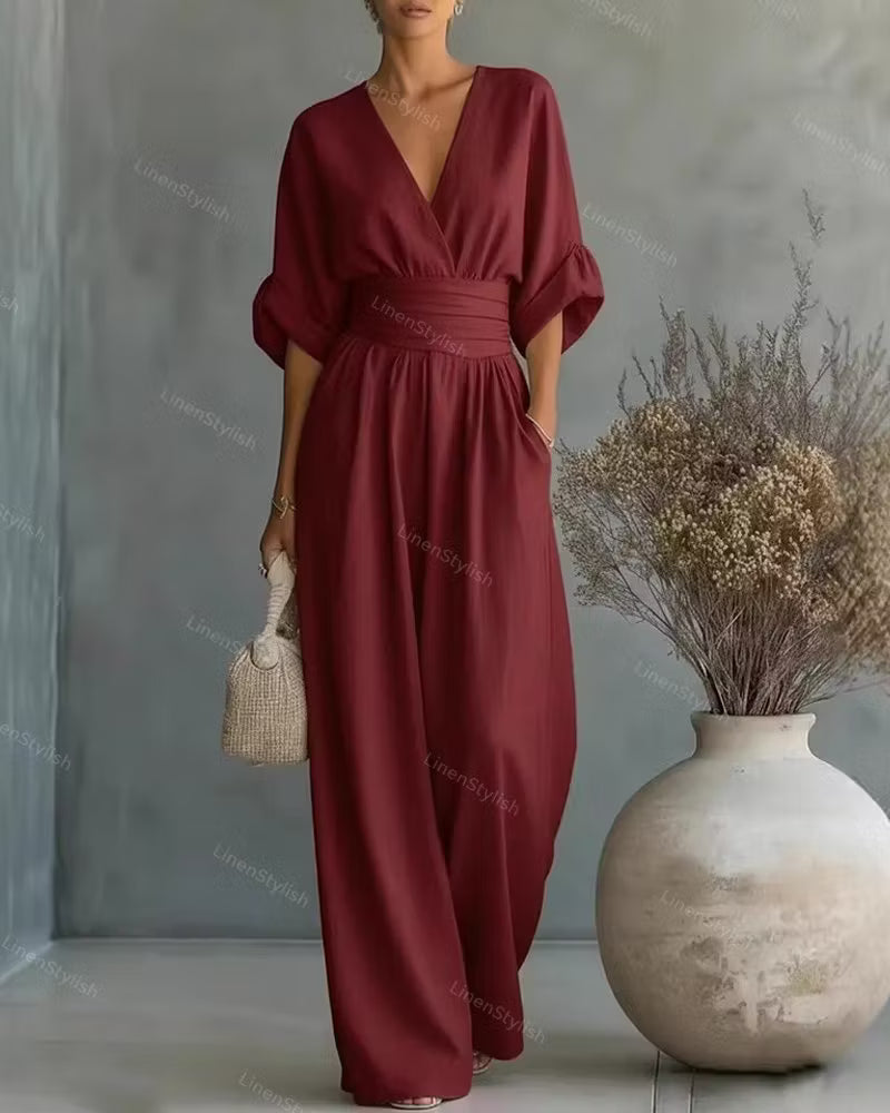 V-neck Waist Jumpsuit