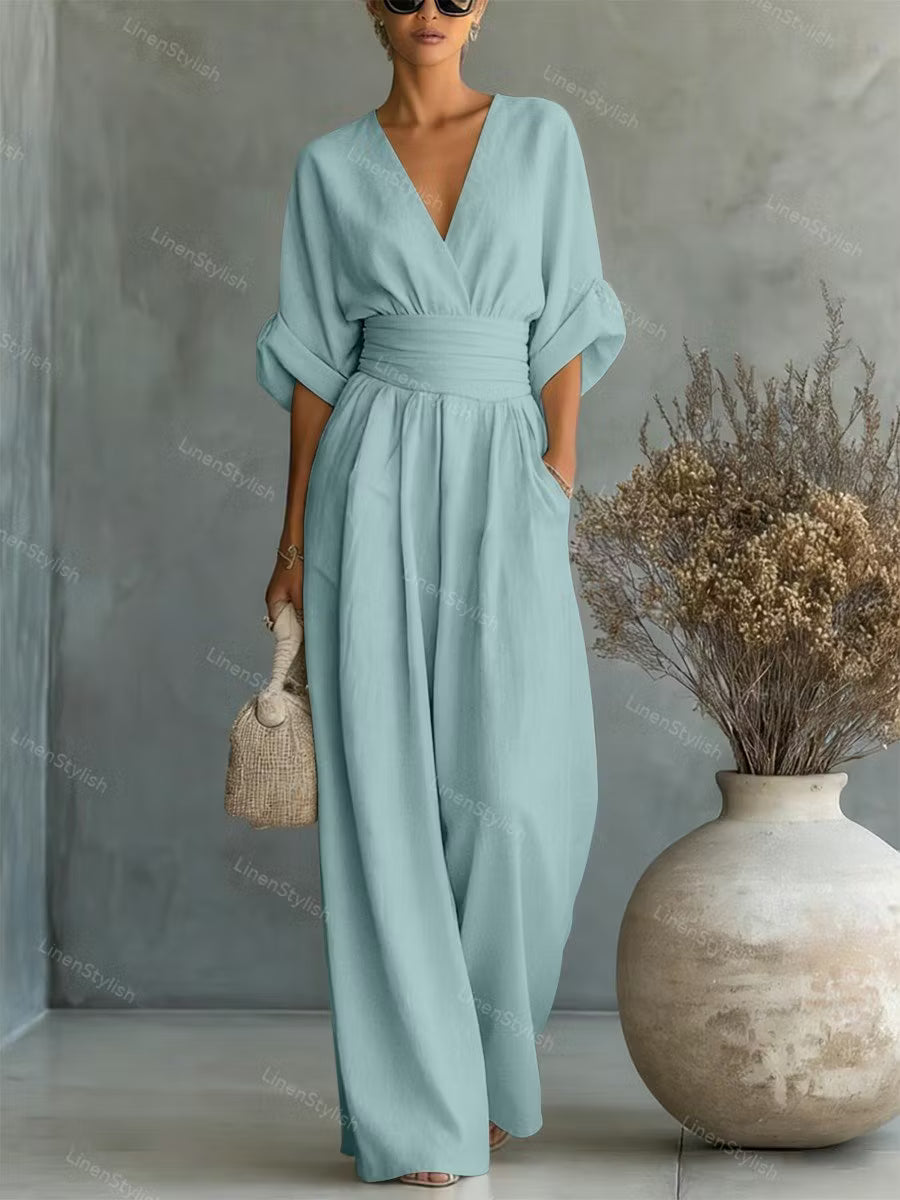 V-neck Waist Jumpsuit