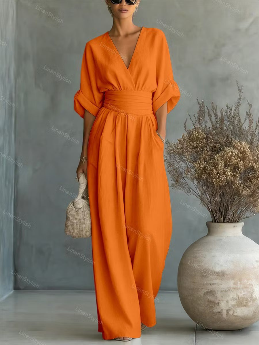 V-neck Waist Jumpsuit