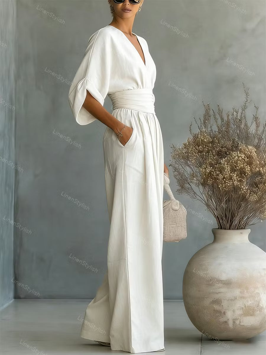 V-neck Waist Jumpsuit