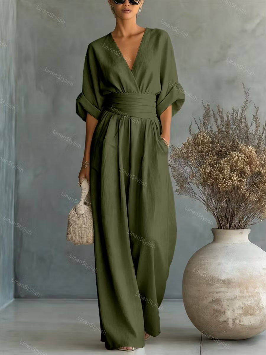 V-neck Waist Jumpsuit