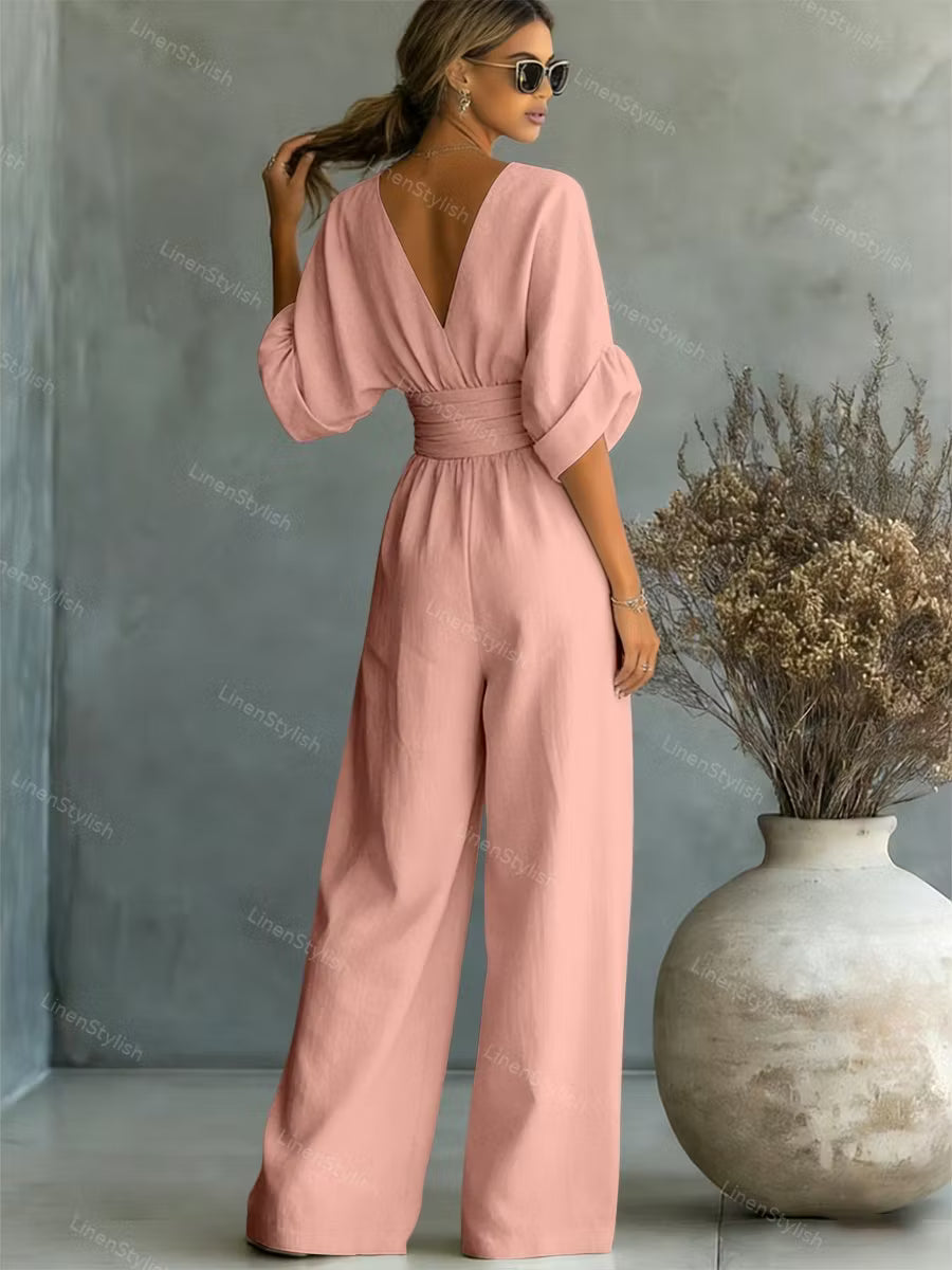 V-neck Waist Jumpsuit