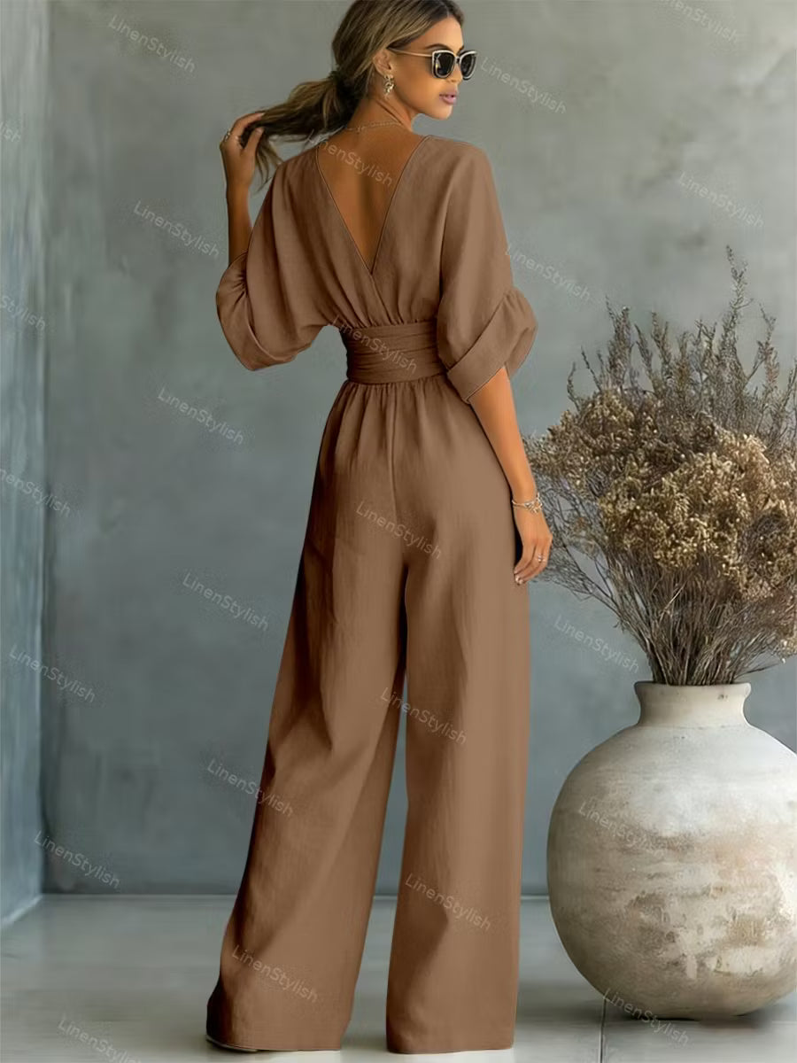 V-neck Waist Jumpsuit