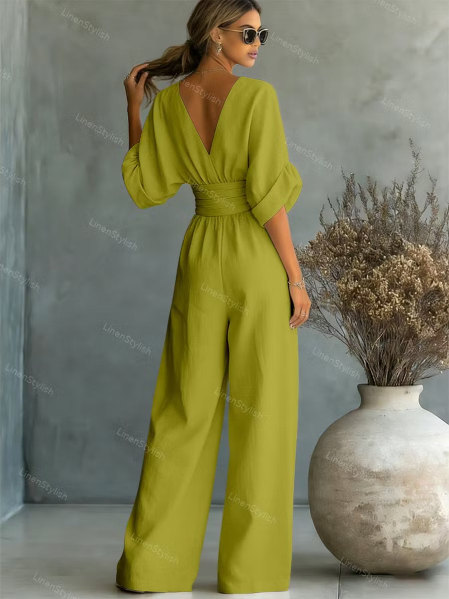V-neck Waist Jumpsuit