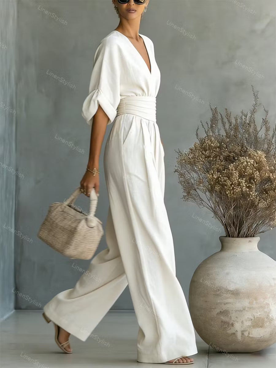 V-neck Waist Jumpsuit