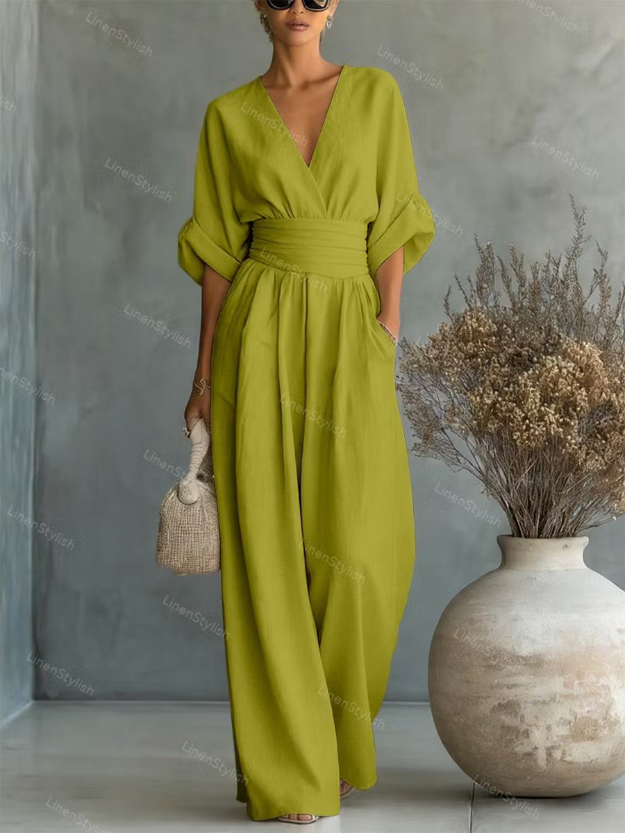 V-neck Waist Jumpsuit