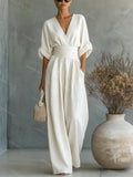 V-neck Waist Jumpsuit